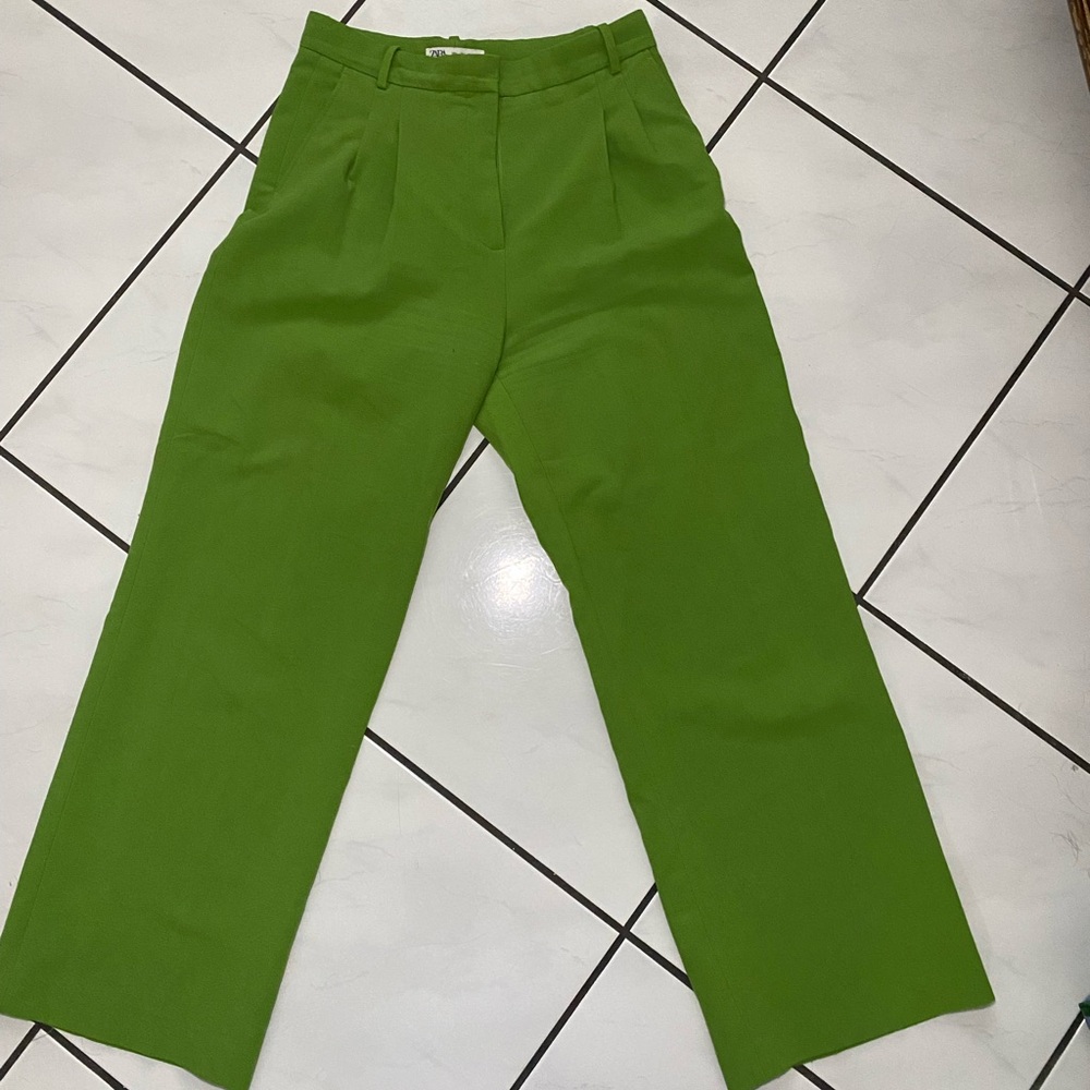 Zara green high waisted trousers